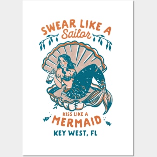 Key West, Florida Funny Sailor Mermaid Tattoo Art Posters and Art